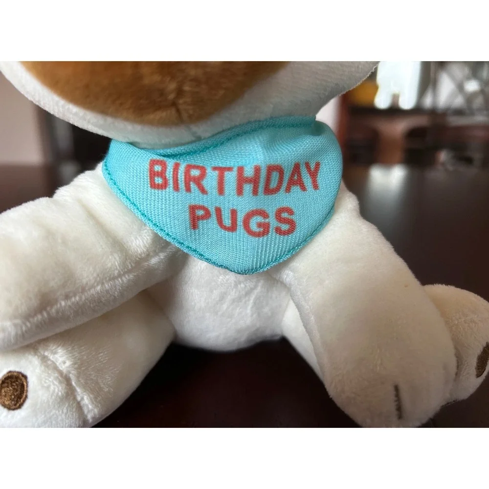 American Greetings Birthday Pugs Plush Dog‎ Party Hat Blue Bandana 2024